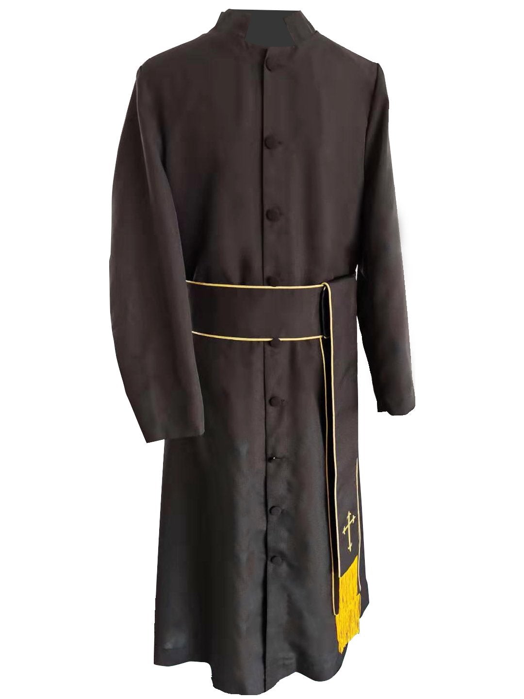 Black Clergy Band Cincture with Gold Piping - Church Choir Robes - ChoirBuy
