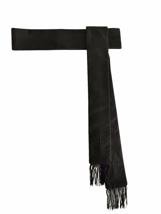 Black Clergy Band Cincture with Black Piping - Church Choir Robes - ChoirBuy