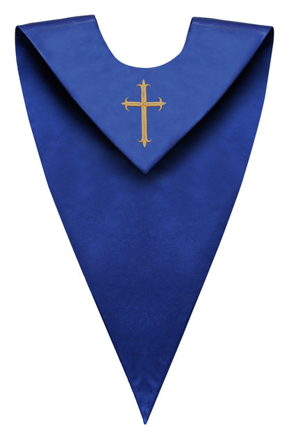 Royal Blue V-Neck Choir Stole - Church Choir Robes - ChoirBuy