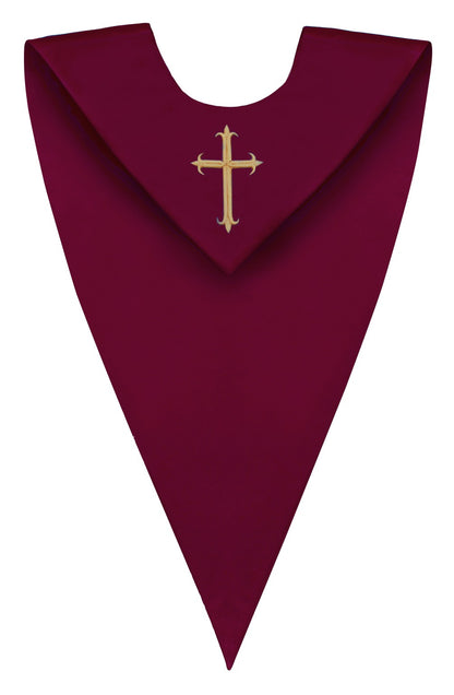 Maroon V-Neck Choir Stole - Church Choir Robes - ChoirBuy