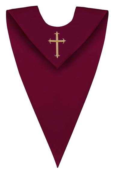 Maroon V-Neck Children Choir Stole - Church Choir Robes - ChoirBuy