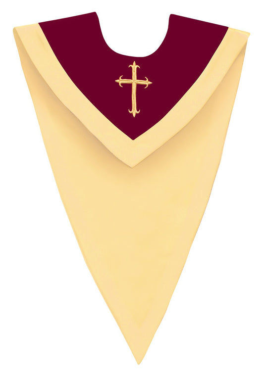 Maroon/Gold V-Neck Choir Stole - Church Choir Robes - ChoirBuy