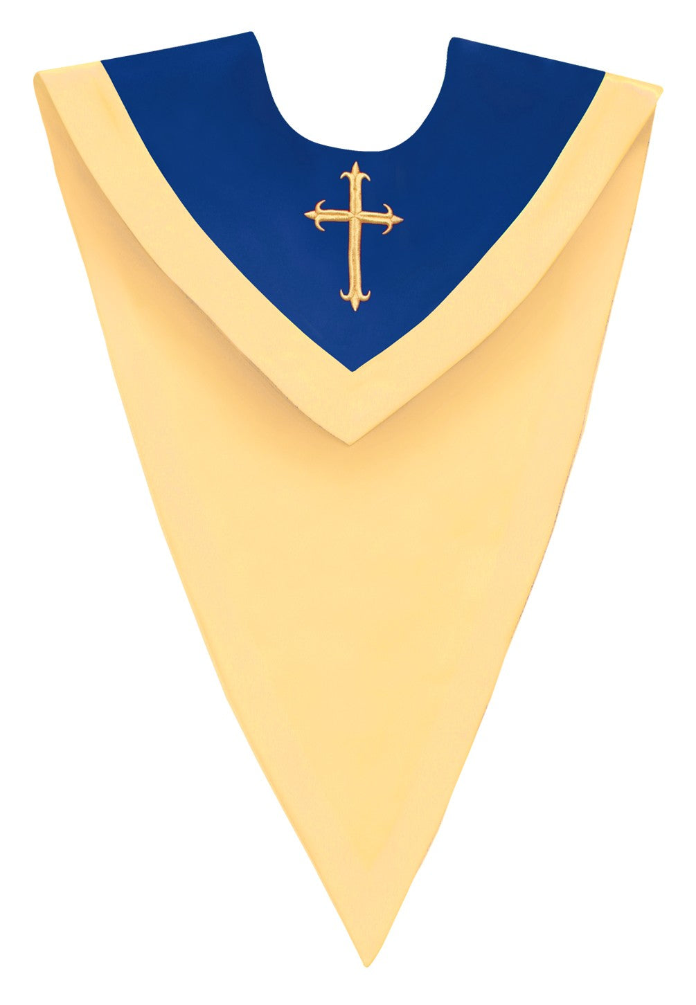 Royal Blue/Gold V-Neck Choir Stole - Church Choir Robes - ChoirBuy